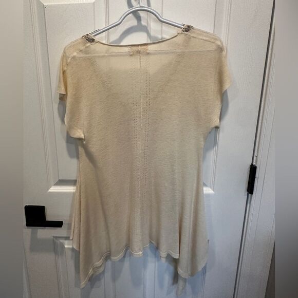 M.O.L  Knits Cream with sequins V-Neck Women’s Tunic Top - Picture 6 of 12